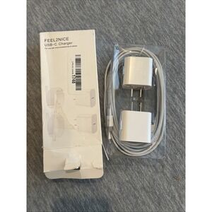 Feels2Nice USB-C Quick Cables & Block Chargers 2Pk For iPhone 14 & Below New Box